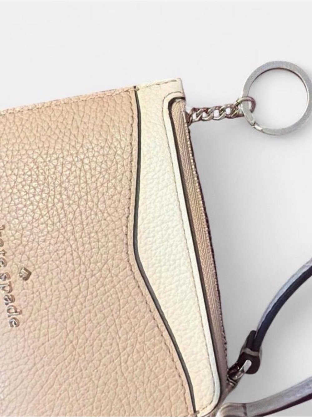 kate spade Two-Tone Cream and Light tan Pebbled Leather Wristlet - Picture 3 of 8
